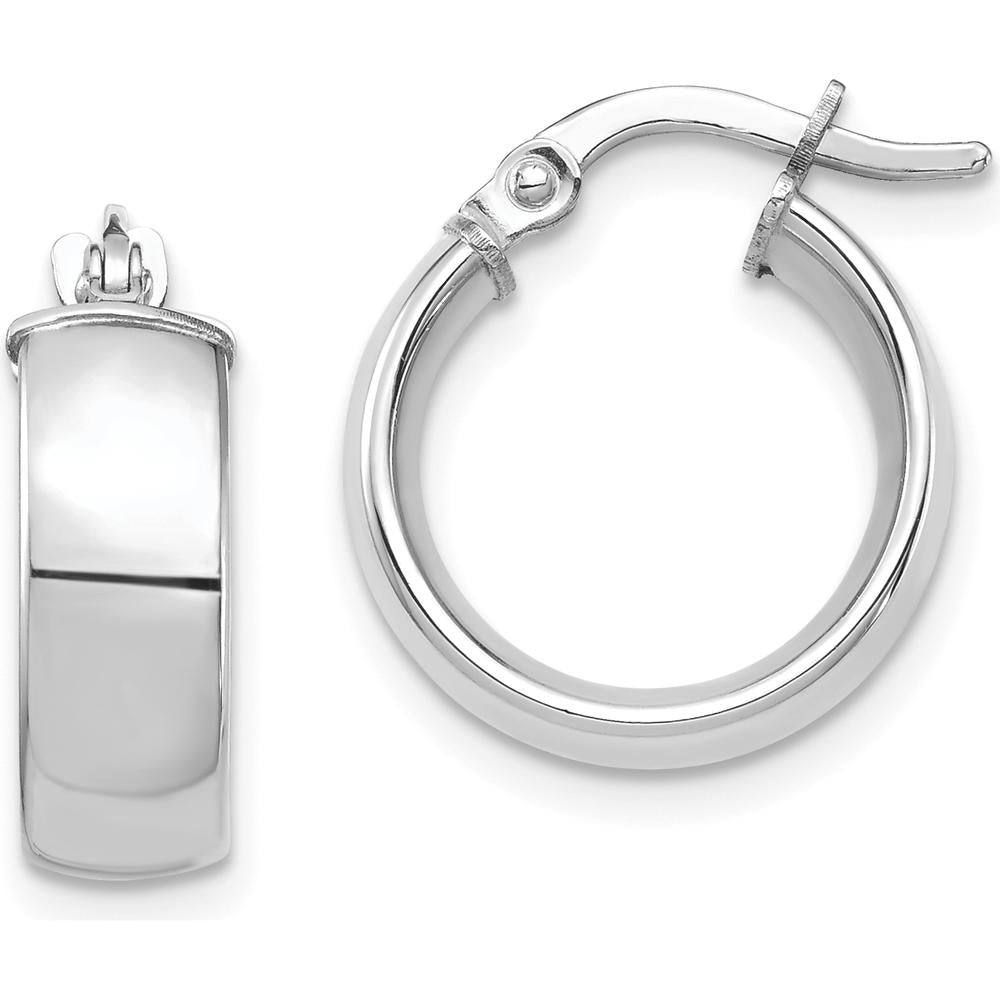 14K White Gold 5mm High Polish Small Hoop Earrings by 0