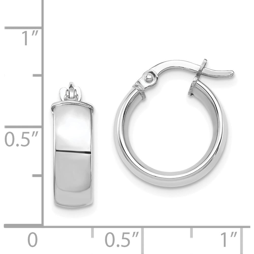 14K White Gold 5mm High Polish Small Hoop Earrings by 0