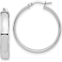14K White Gold 5mm High Polished Large Hoop Earrings by 0
