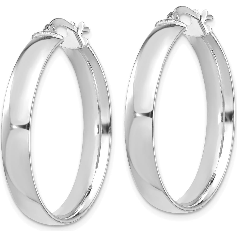 14K White Gold 5mm High Polished Large Hoop Earrings by 0