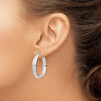 14K White Gold 5mm High Polished Large Hoop Earrings by 0