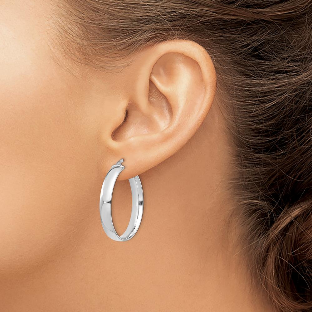 14K White Gold 5mm High Polished Large Hoop Earrings by 0