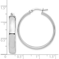 14K White Gold 5mm High Polished Large Hoop Earrings by 0