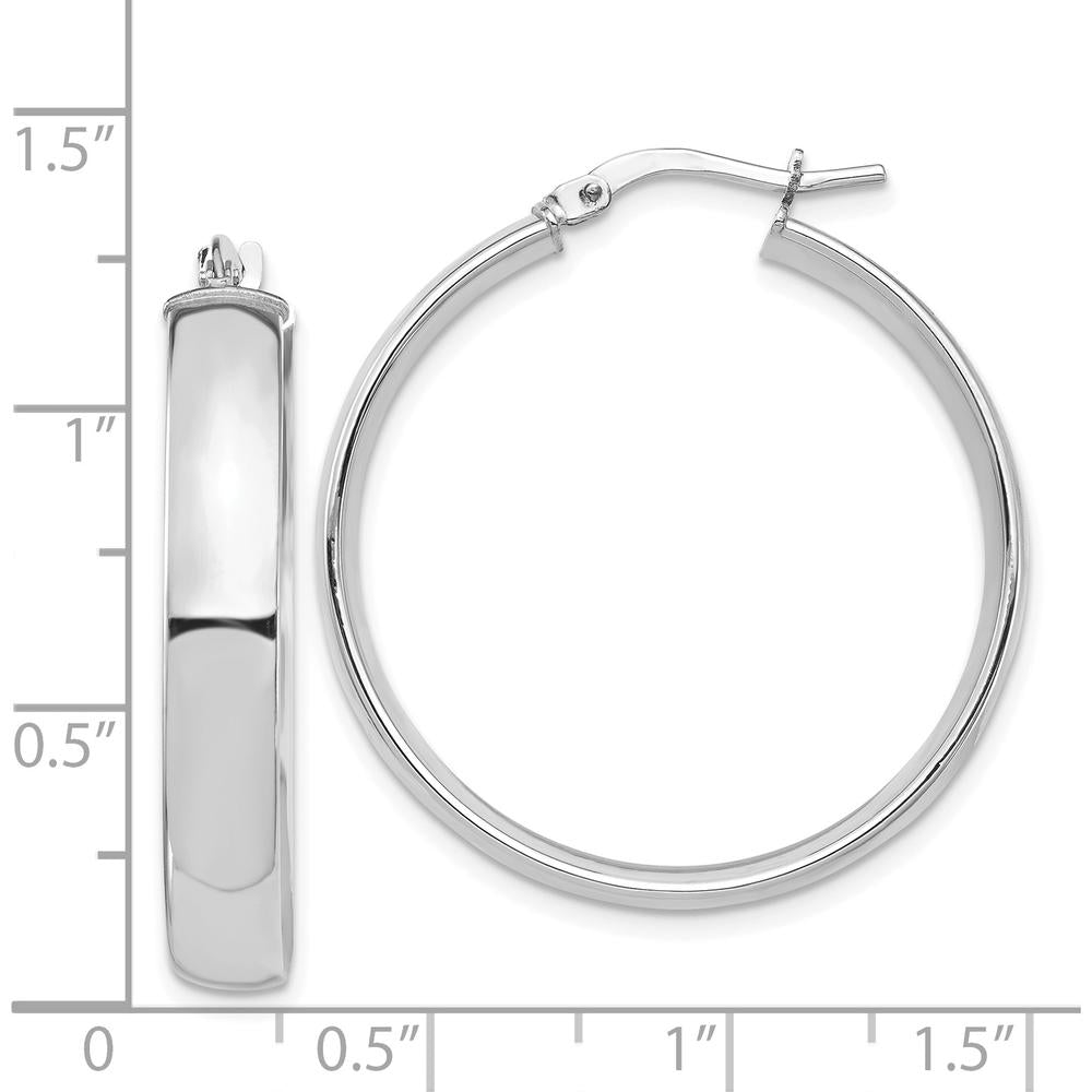 14K White Gold 5mm High Polished Large Hoop Earrings by 0