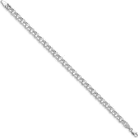 14K White Gold 5mm Hollow Double Link 8.25" Charm Bracelet with Diamond-Cut Texture by Oro Pregiato