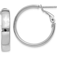 14K White Gold 5mm Large Hoop Earrings with Omega Back Closure by Oro Pregiato