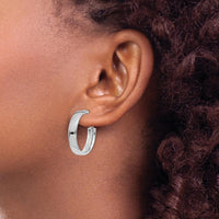 14K White Gold 5mm Large Hoop Earrings with Omega Back Closure by Oro Pregiato