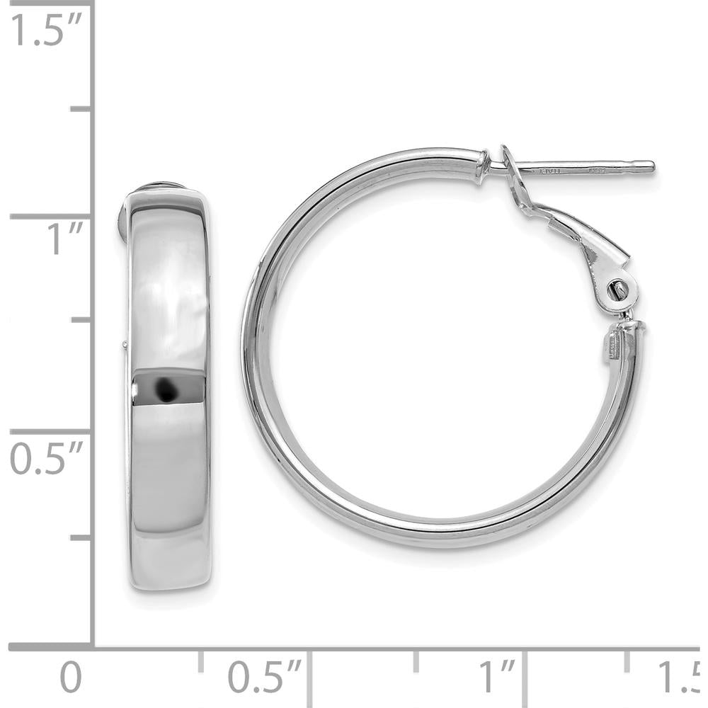 14K White Gold 5mm Large Hoop Earrings with Omega Back Closure by Oro Pregiato