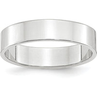 14K White Gold 5mm Lightweight Flat Wedding Band with Polished Finish - Size 10 by Luciano & Cie