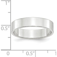 14K White Gold 5mm Lightweight Flat Wedding Band with Polished Finish - Size 10 by Luciano & Cie