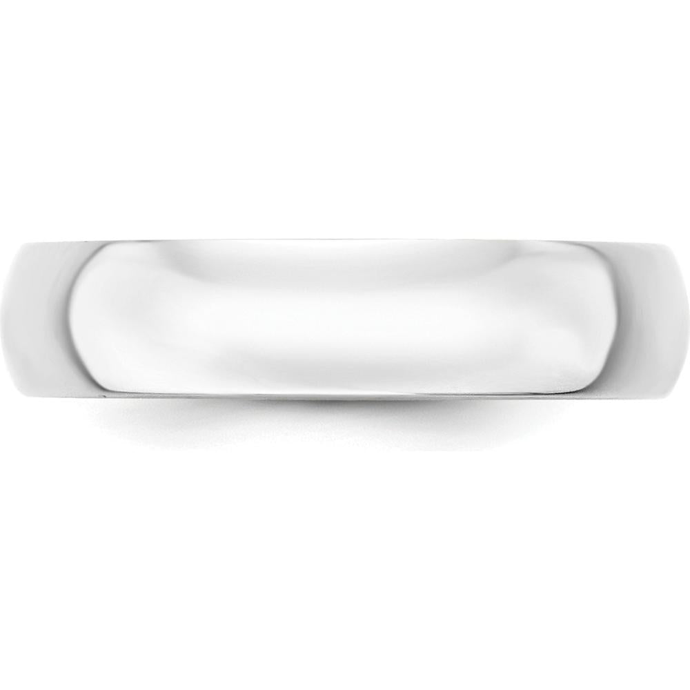 14K White Gold 5mm Lightweight Half Round Wedding Band - Polished Finish, Engravable - Size 5 by Luciano & Cie