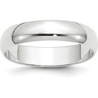 14K White Gold 5mm Lightweight Half Round Wedding Band Size 4.5 by Luciano & Cie