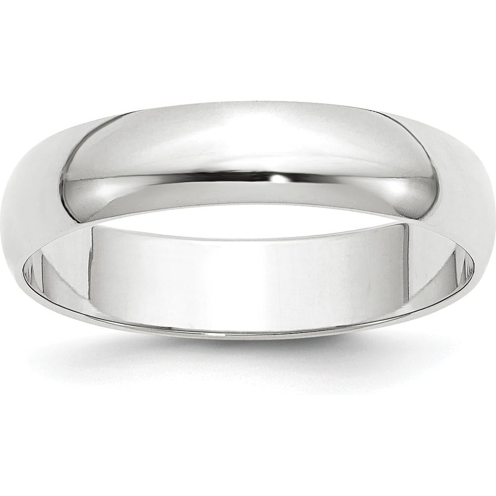 14K White Gold 5mm Lightweight Half Round Wedding Band Size 4.5 by Luciano & Cie