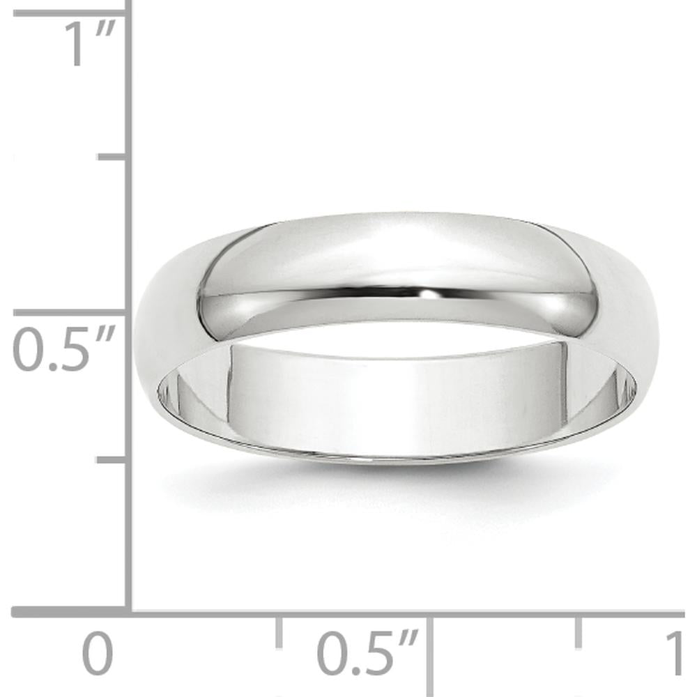 14K White Gold 5mm Lightweight Half Round Wedding Band Size 4.5 by Luciano & Cie