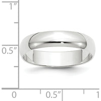14K White Gold 5mm Lightweight Half Round Wedding Band - Size 6.5 by Luciano & Cie