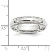 14K White Gold 5mm Milgrain Half Round Comfort Fit Wedding Band - Size 7 by Luciano & Cie