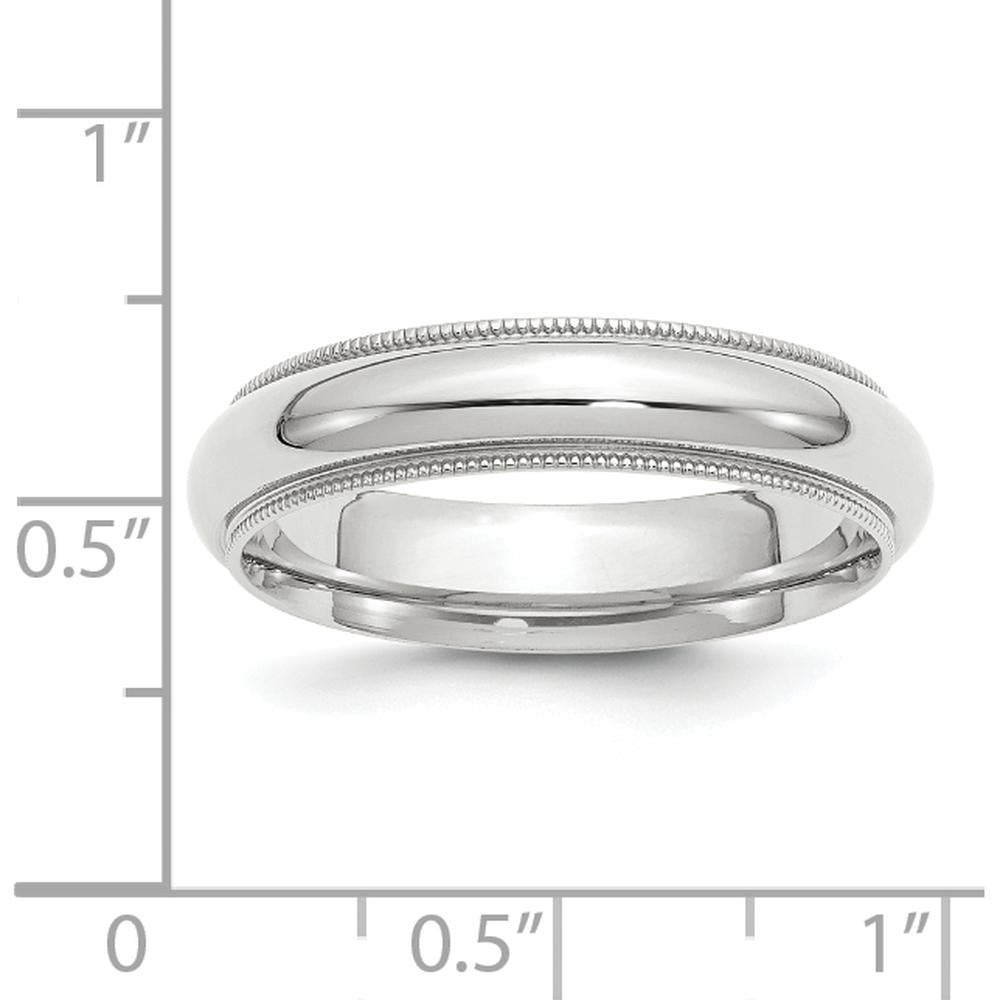 14K White Gold 5mm Milgrain Half Round Comfort Fit Wedding Band - Size 7 by Luciano & Cie