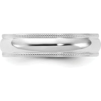 14K White Gold 5mm Milgrain Half Round Comfort Fit Wedding Band - Size 7 by Luciano & Cie