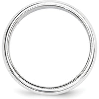 14K White Gold 5mm Milgrain Half Round Polished Wedding Band by Luciano & Cie
