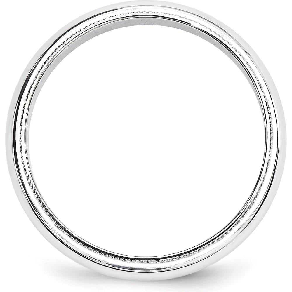 14K White Gold 5mm Milgrain Half Round Polished Wedding Band by Luciano & Cie
