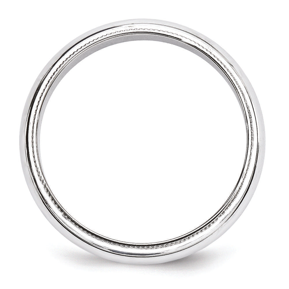 14K White Gold 5mm Milgrain Half Round Polished Wedding Band by Luciano & Cie
