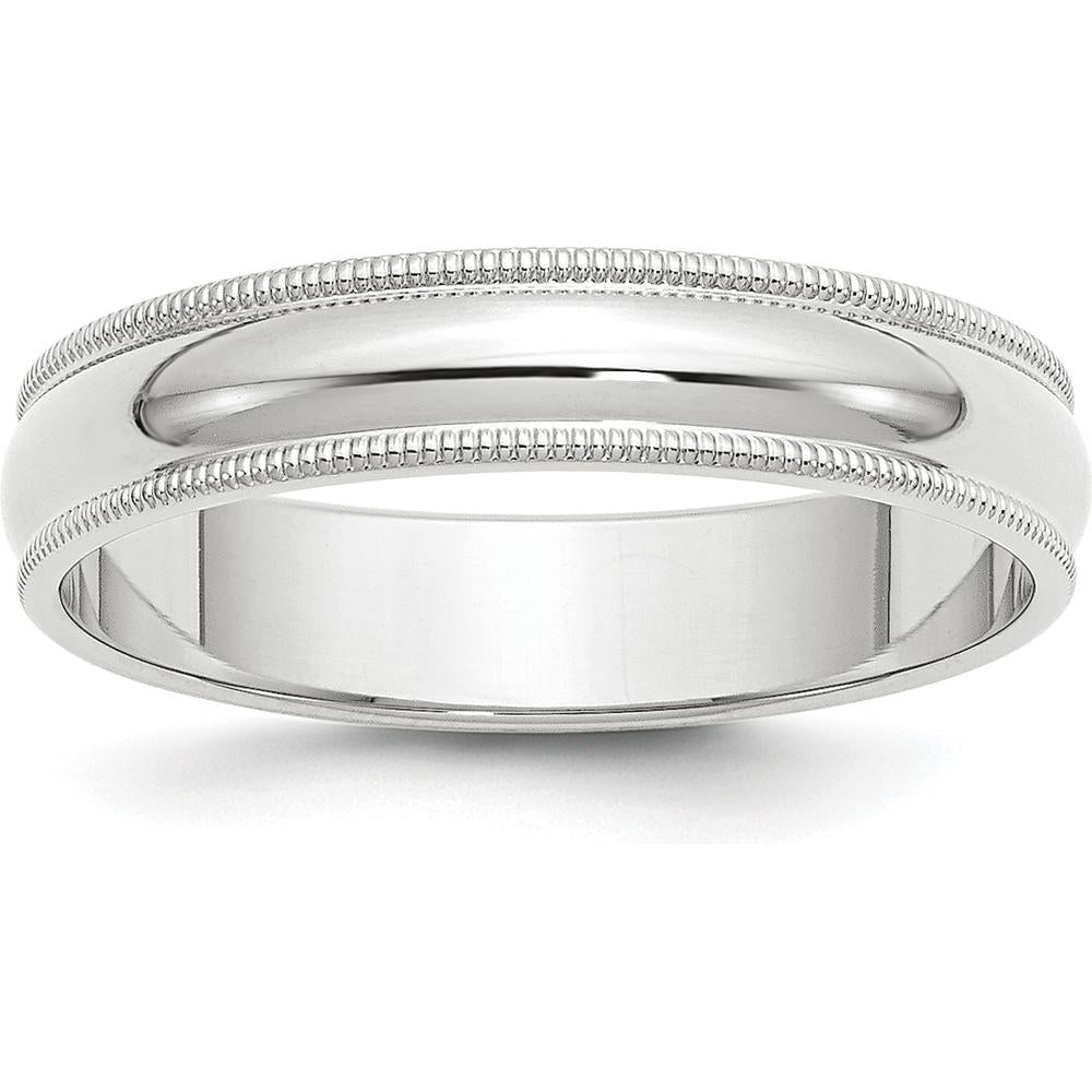 14K White Gold 5mm Milgrain Half Round Wedding Band - Size 10.5 by Luciano & Cie