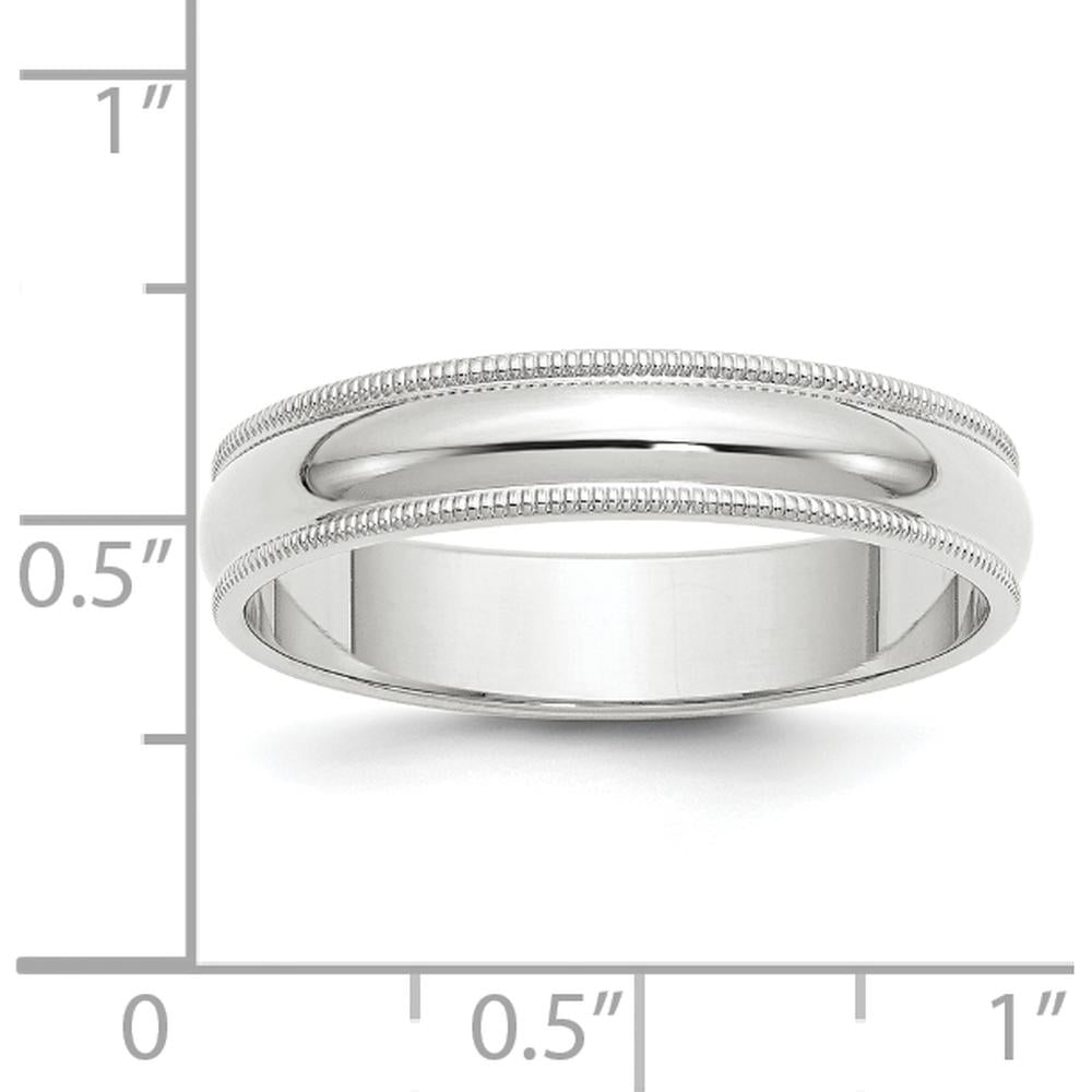 14K White Gold 5mm Milgrain Half Round Wedding Band - Size 10.5 by Luciano & Cie