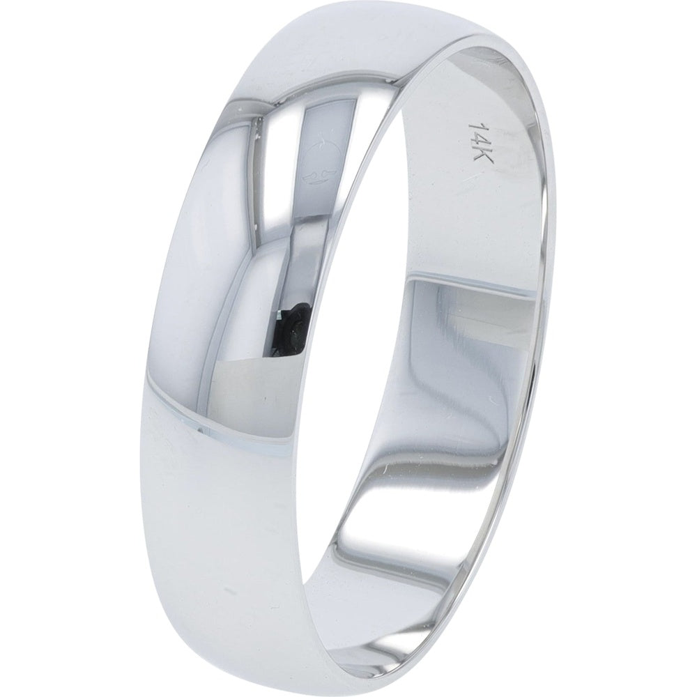 14K White Gold 5mm Polished Comfort Fit Band - 3.60 Grams