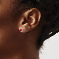 14K White Gold 5mm Round Bezel Set Natural Ruby Stud Earrings - 0.70 Carat Total Gem Weight by Oro Pregiato