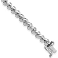 14K White Gold 5mm San Marco Bracelet with Faceted Design - 7" Length by Oro Pregiato
