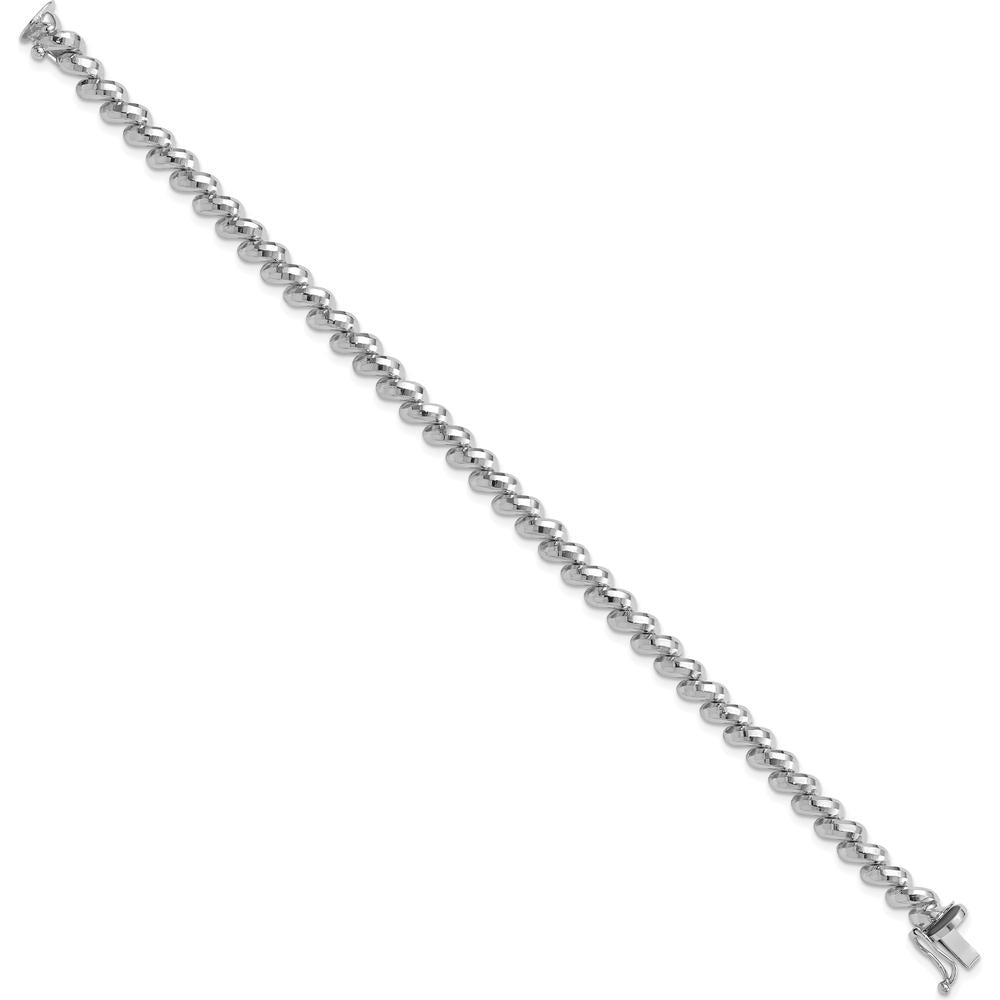 14K White Gold 5mm San Marco Bracelet with Faceted Design - 7" Length by Oro Pregiato