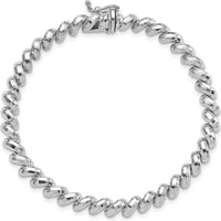 14K White Gold 5mm San Marco Bracelet with Faceted Design - 7" Length by Oro Pregiato