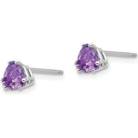 14K White Gold 5mm Trillion Cut Amethyst Stud Earrings - 0.41 Carat Total Amethyst Weight by Monteluci Fine Jewelry