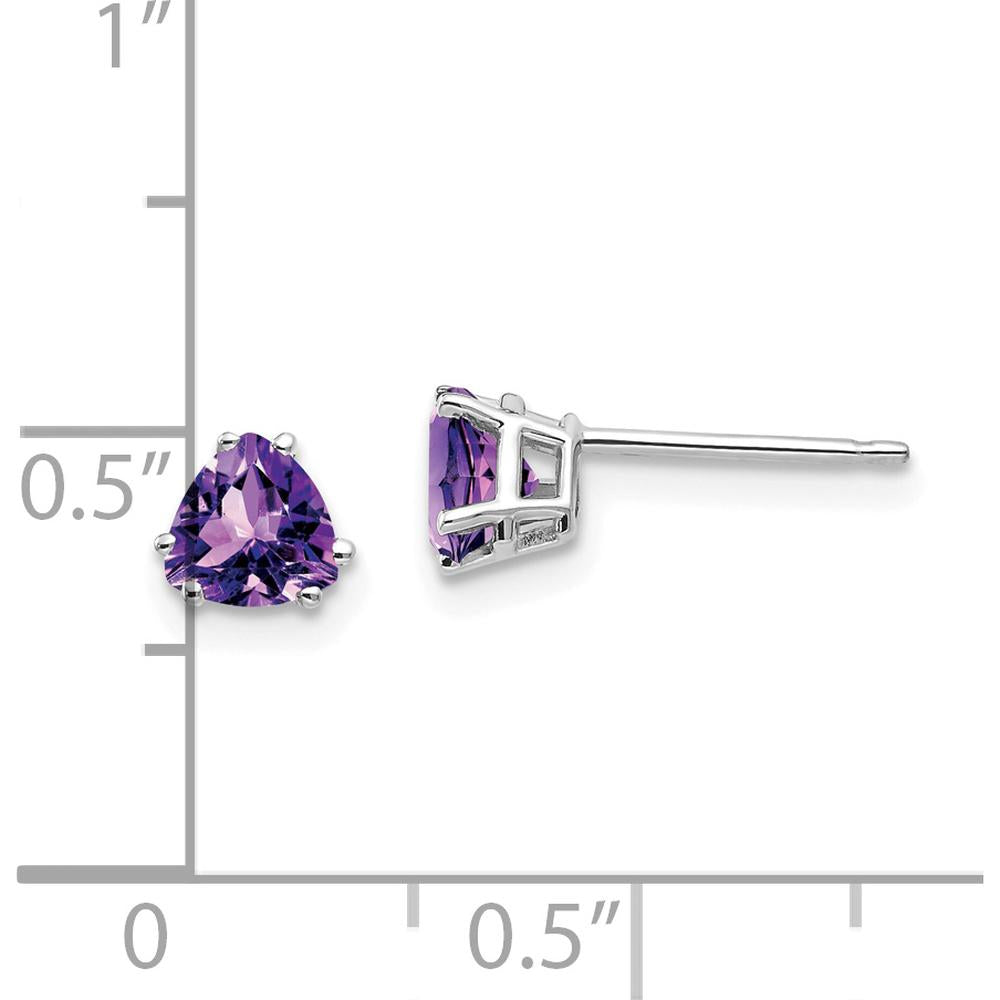 14K White Gold 5mm Trillion Cut Amethyst Stud Earrings - 0.41 Carat Total Amethyst Weight by Monteluci Fine Jewelry