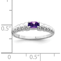 14K White Gold 5x3mm Oval Amethyst Ring with Rhodium Plating - 0.20 Carat Total Amethyst Weight by Monteluci Fine Jewelry