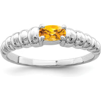 14K White Gold 5x3mm Oval Citrine Ring - 0.20 Carat Total Citrine Weight by Monteluci Fine Jewelry