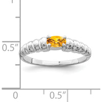 14K White Gold 5x3mm Oval Citrine Ring - 0.20 Carat Total Citrine Weight by Monteluci Fine Jewelry