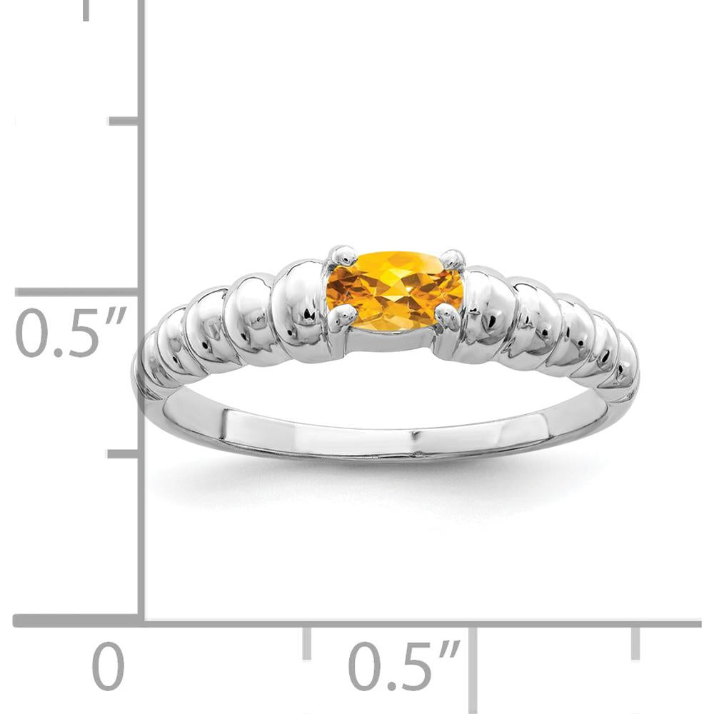 14K White Gold 5x3mm Oval Citrine Ring - 0.20 Carat Total Citrine Weight by Monteluci Fine Jewelry