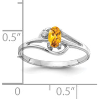 14K White Gold 5x3mm Oval Citrine Ring with Diamond Accent - 0.20 Carat Citrine, 0.012 Carat Diamond Weight by Monteluci Fine Jewelry