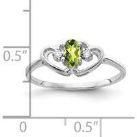 14K White Gold 5x3mm Oval Peridot and Round Diamond Ring - 0.265 Carat Total Gemstone Weight by Monteluci Fine Jewelry