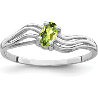 14K White Gold 5x3mm Oval Peridot Ring - 0.25 Carat Natural Green Gemstone by Monteluci Fine Jewelry