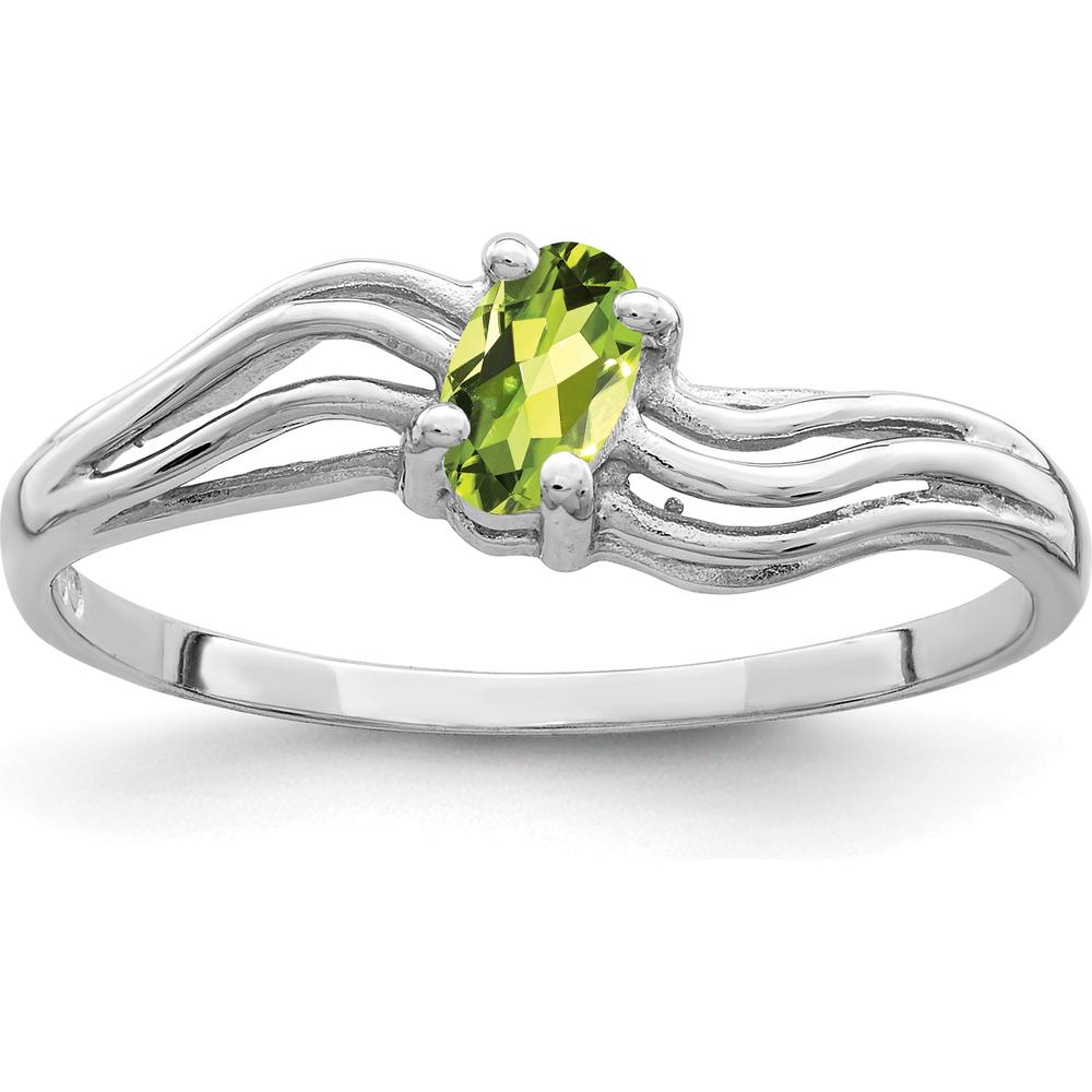 14K White Gold 5x3mm Oval Peridot Ring - 0.25 Carat Natural Green Gemstone by Monteluci Fine Jewelry