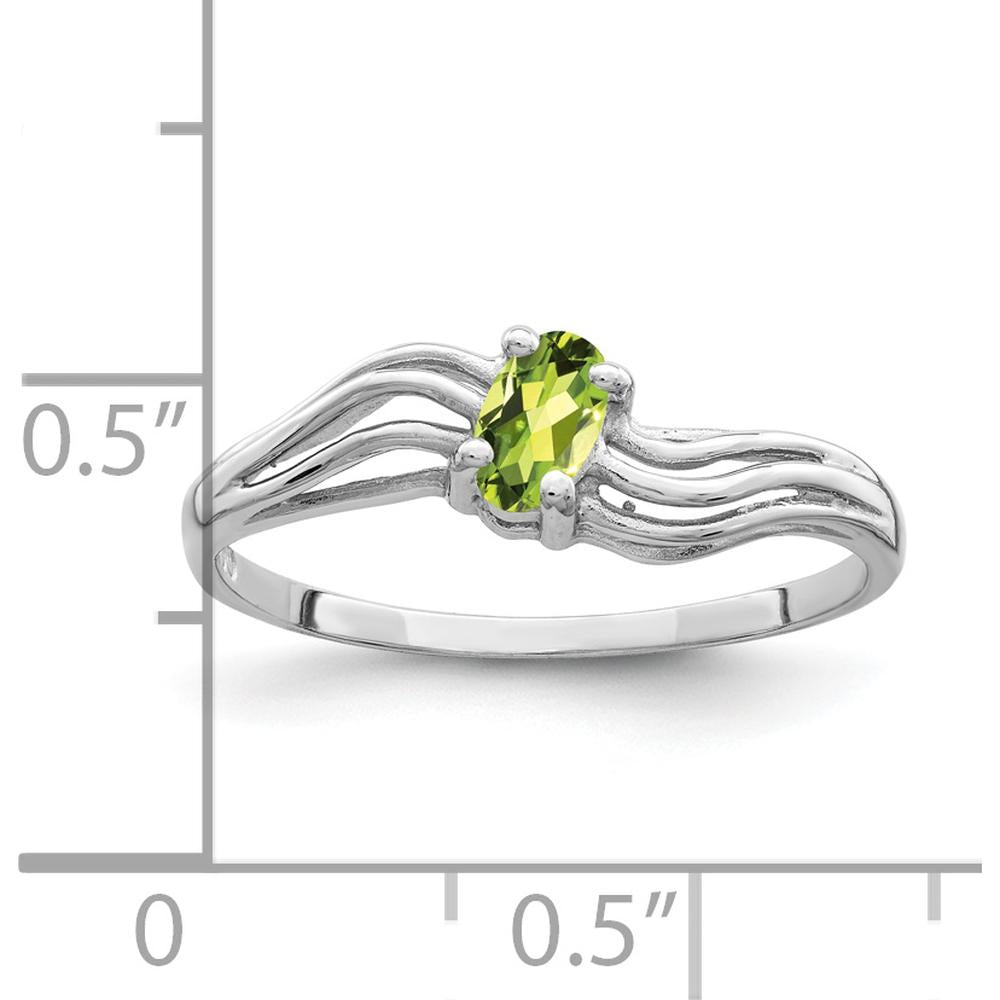 14K White Gold 5x3mm Oval Peridot Ring - 0.25 Carat Natural Green Gemstone by Monteluci Fine Jewelry
