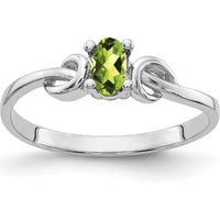 14K White Gold 5x3mm Oval Peridot Ring - 0.25 Carat Natural Peridot by Monteluci Fine Jewelry