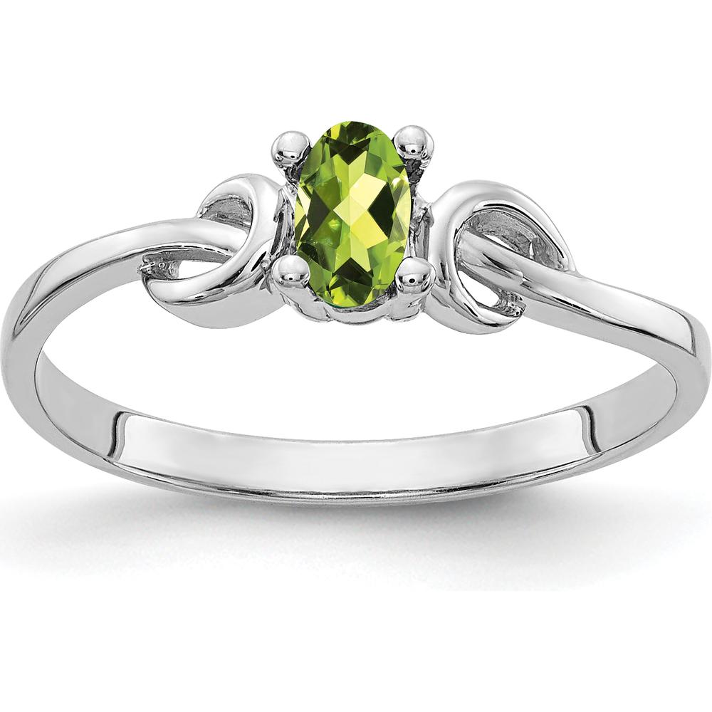 14K White Gold 5x3mm Oval Peridot Ring - 0.25 Carat Natural Peridot by Monteluci Fine Jewelry