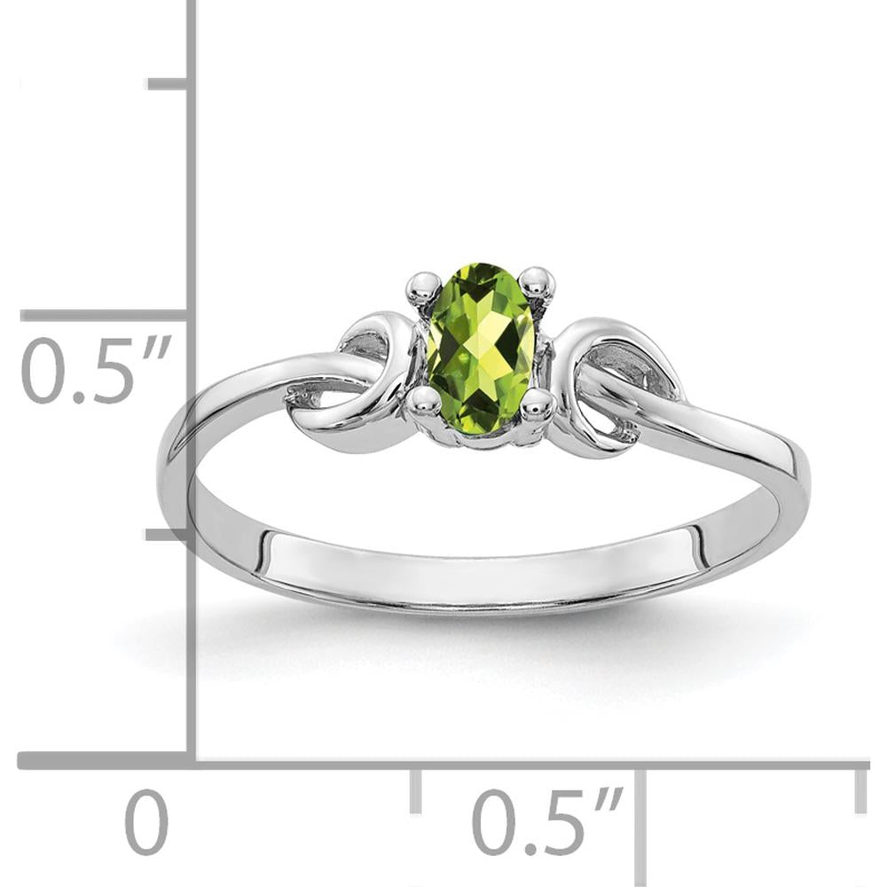 14K White Gold 5x3mm Oval Peridot Ring - 0.25 Carat Natural Peridot by Monteluci Fine Jewelry