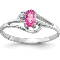14K White Gold 5x3mm Oval Pink Sapphire with Diamond Accents Ring - 0.34 Carat Total Gemstone Weight by Monteluci Fine Jewelry
