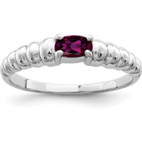 14K White Gold 5x3mm Oval Rhodolite Garnet Ring - 0.26 Carat Total Gem Weight by Monteluci Fine Jewelry