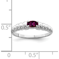 14K White Gold 5x3mm Oval Rhodolite Garnet Ring - 0.26 Carat Total Gem Weight by Monteluci Fine Jewelry