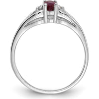 14K White Gold 5x3mm Oval Ruby & Round Diamond Ring - 0.32 Carat Ruby, 0.01 Carat Diamonds by Monteluci Fine Jewelry